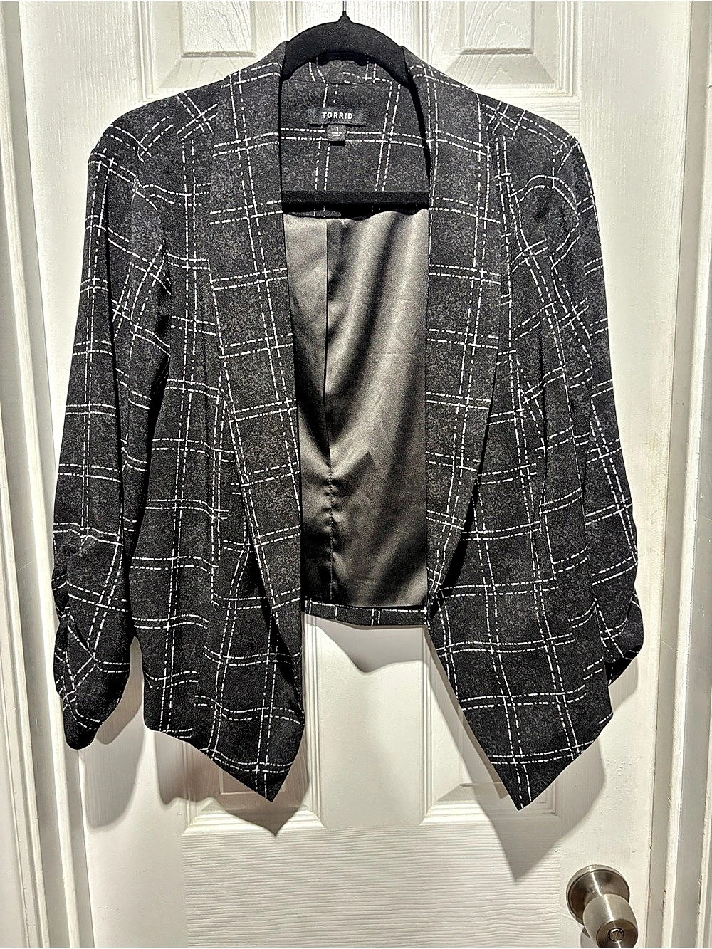 TORRID Plaid Blazer in Black & White Size 1 Like New